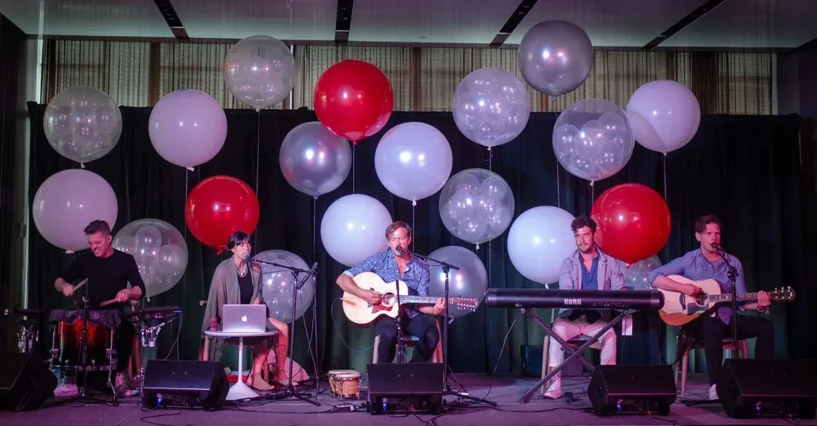 St. Lucia band with branded balloons