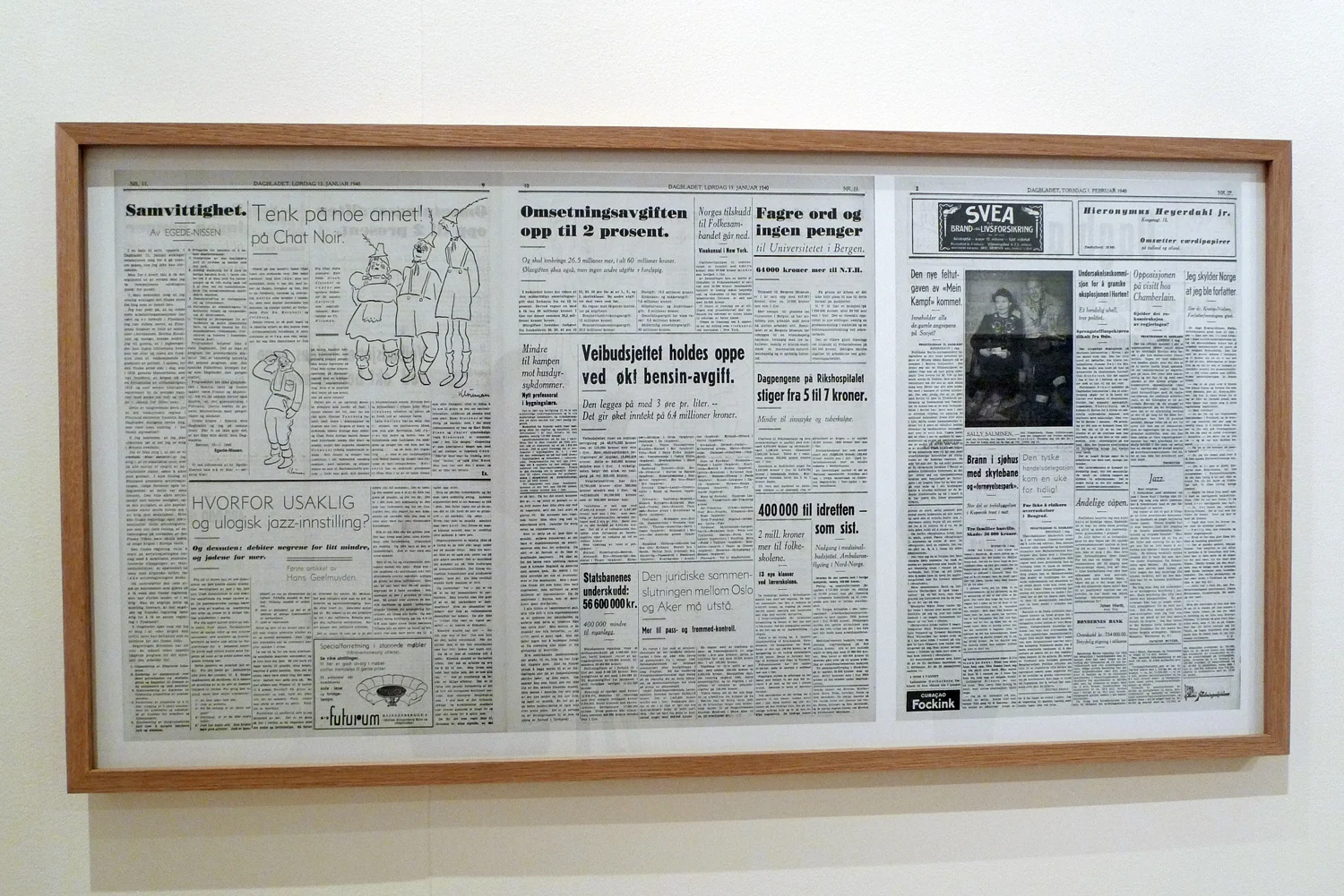 ”Dagbladet 13 January and 1 February 1940” digital print, 61,5 x 118 cm. Enlarge