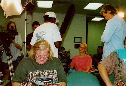 Set up in the waiting room of the hospital for the climactic scene.
