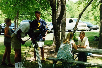Outdoor production with lead actress, Valerie Miller and her friend, Emily Podleski.