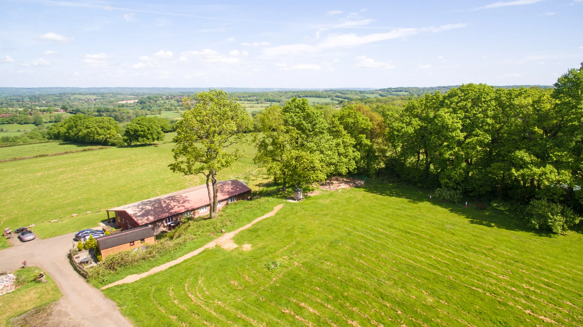 An aerial shot above the plot, facing Northeast.