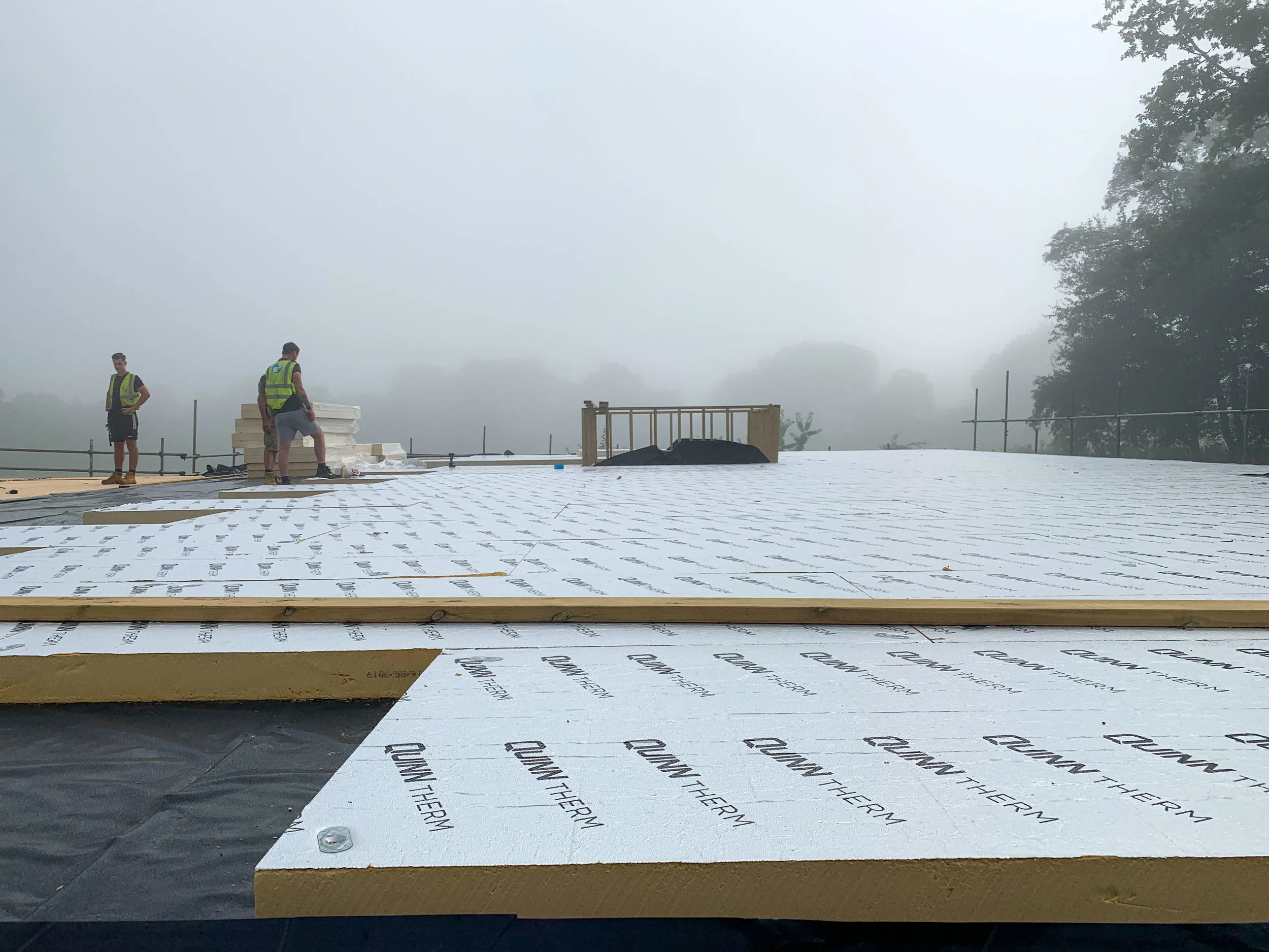 Refreshing morning mist on site
