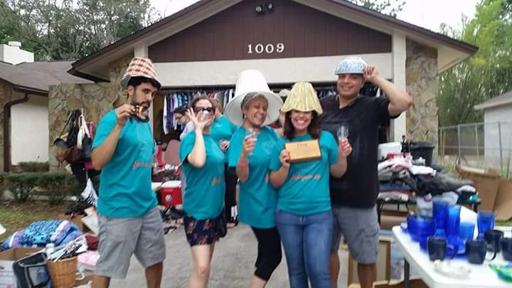 Special thanks to Pastor Hector for stopping by and wearing his lucky "china bowl" to help promote sales. 