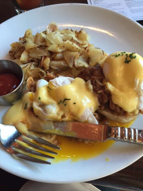  My insanely good (not really) vegetarian pulled pork eggs benedict before going to Fenway Park. 