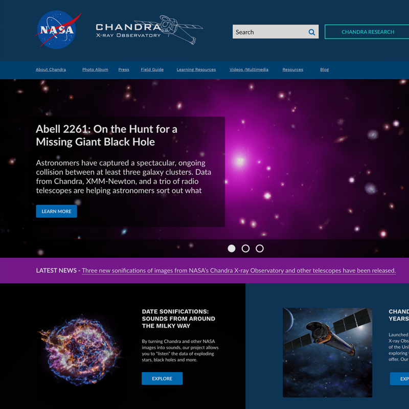 Chandra X-Ray Observatory (Case Study / Web Design)