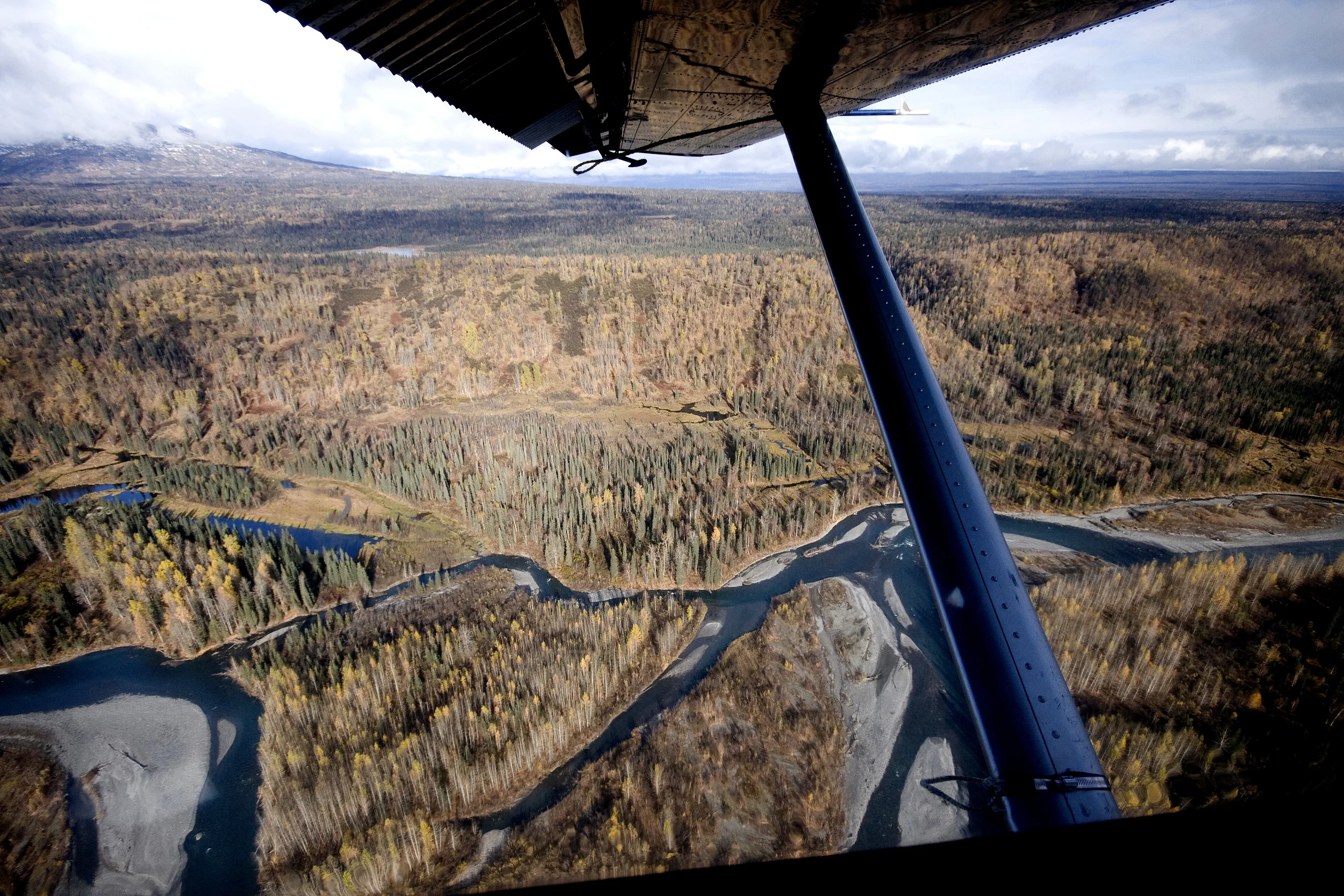 Bush Plane Over Alaska Range
