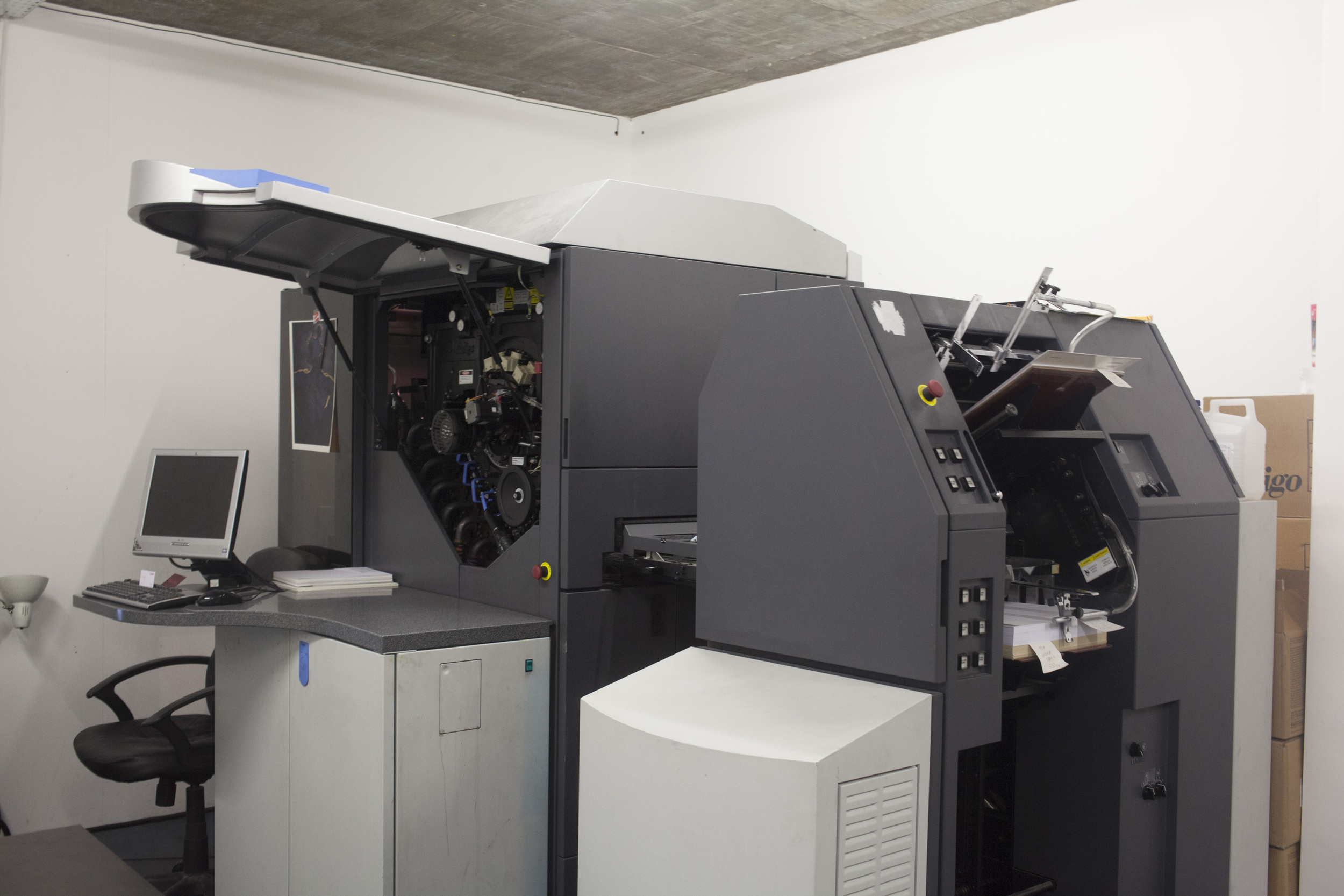 Proofing DRUK offers offset litho printing on our multi unit Heidelberg press, and digital printing on our KM presses, as well as 'large format' Kodak inkjet printing. For offset litho, we provide a hard copy CMYK inkjet proof on standard uncoated or coated paper. This allows you to make a final check for content and accurate CMYK colour. Other methods of proofing for offset litho are: •A PDF proof to check minor artwork content changes •A 'wet' proof, printed with litho inks using metal litho plates on your chosen papers – appropriate for high value print when you need extra assurance. •A 'scatter' proof – either inkjet or wet proof – of sample images or content on one layout. This allows you to test images or colour without the cost of proofing every page. - for final peace of mind, a 'press pass', where you check the first sheets off the press on an actual production run. For digital printing, we make the proof on a production press, using the paper you have specified.
