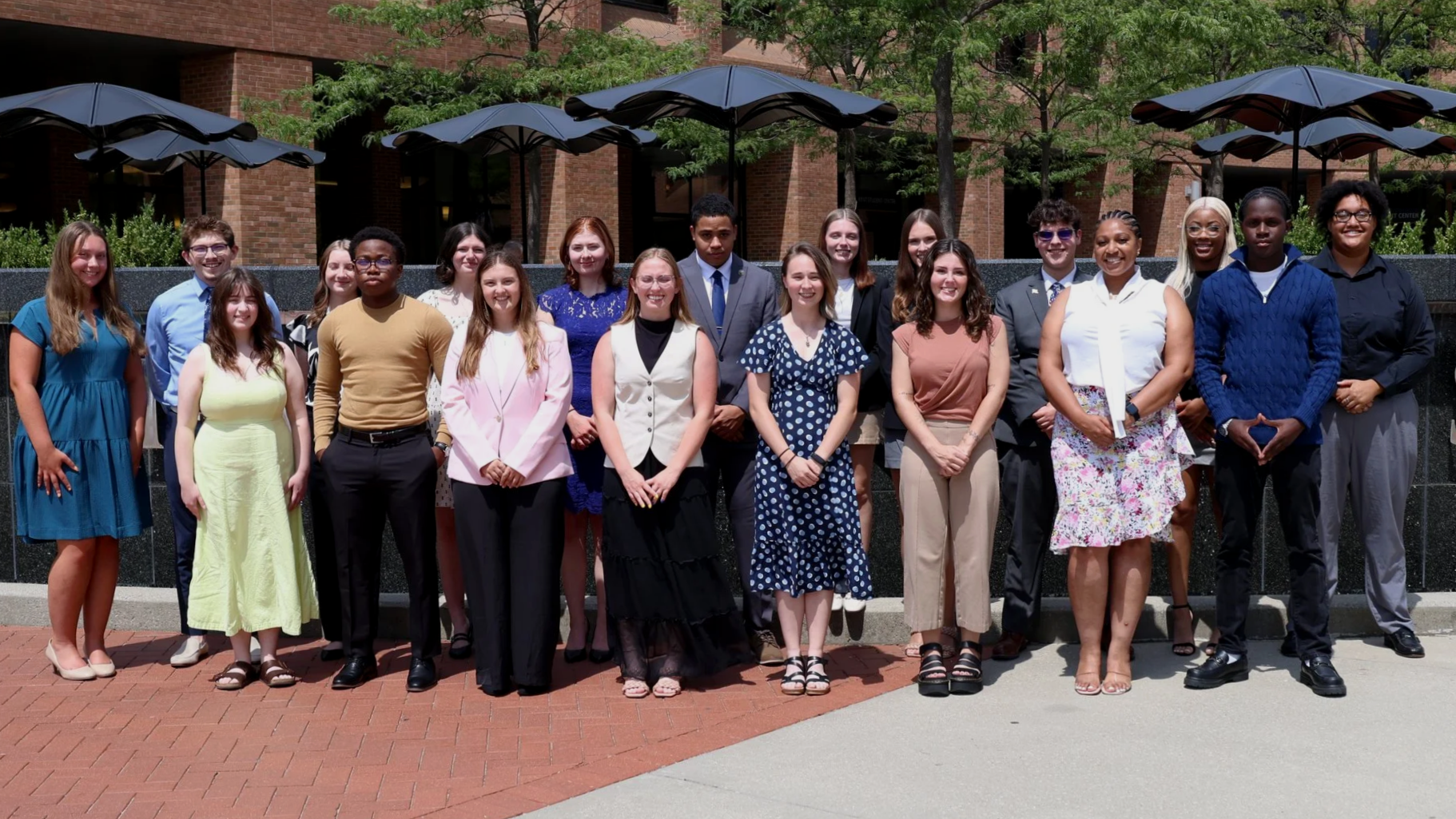 Group picture of 2025-2026 USG members outside the Kent Student Center.