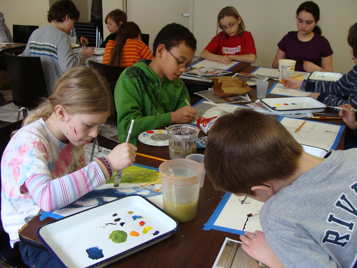 The museum formed the Young Artists Residency Program, and in 2010 twenty kids representing all five boroughs of NYC were selected to participate in a series of classes that taught them about the WPA, the Depression-era children's paintings, and how to paint themselves.