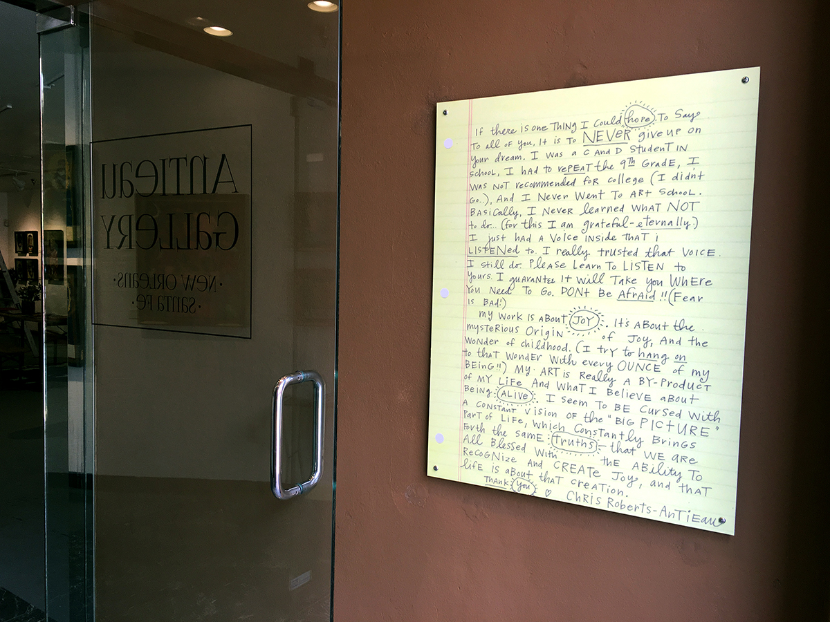 including Chris' artist statement in our front entry.