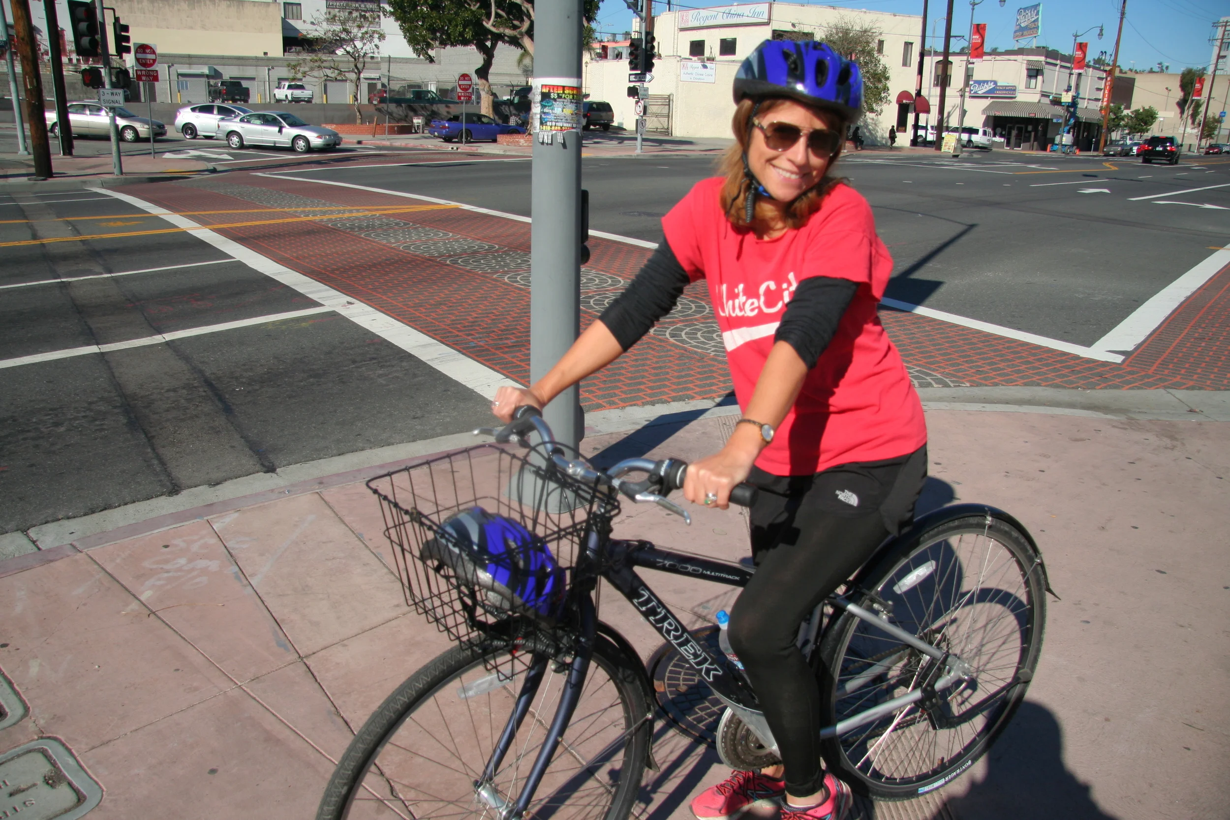 on a bike, in a LA no less