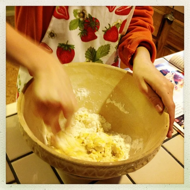 Eggs, flour, melted butter, and a little salt and baking power.&nbsp; The stuff memories are made of.&nbsp;