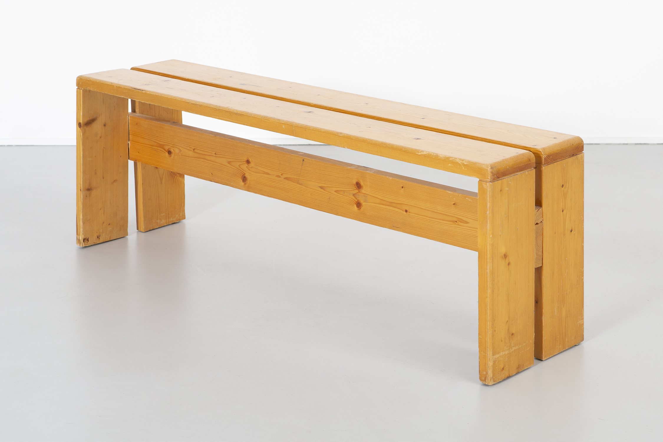 Pair of benches and table model les Arcs by CHARLOTTE PERRIAND