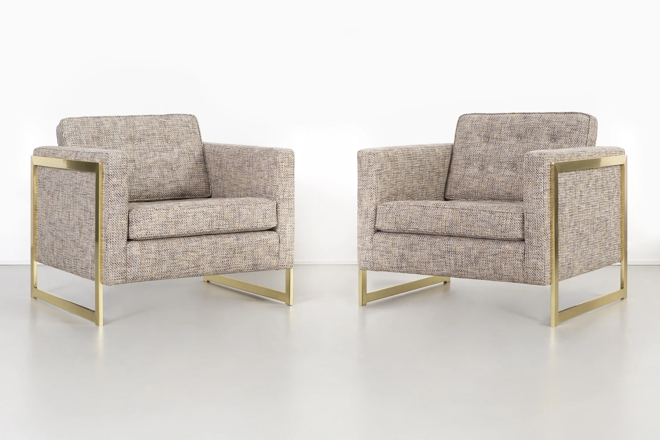 MILO BAUGHMAN BRASS CUBE CHAIRS 