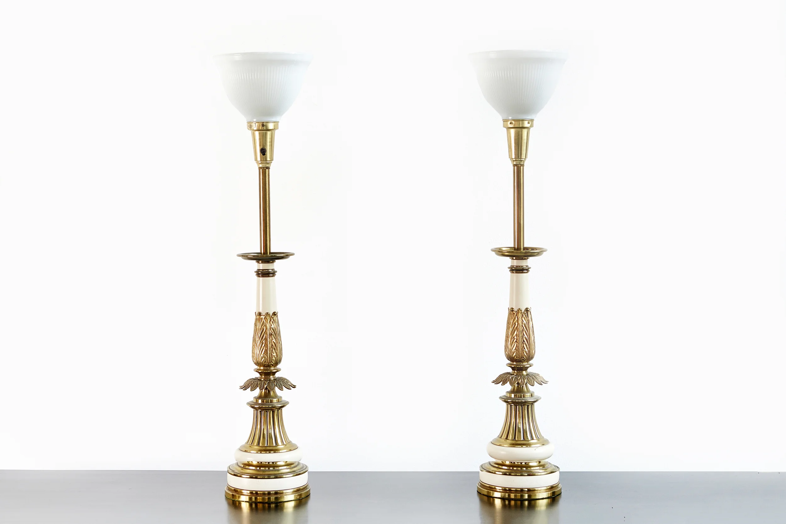 HOLLYWOOD REGENCY BRASS STIFFEL LAMPS