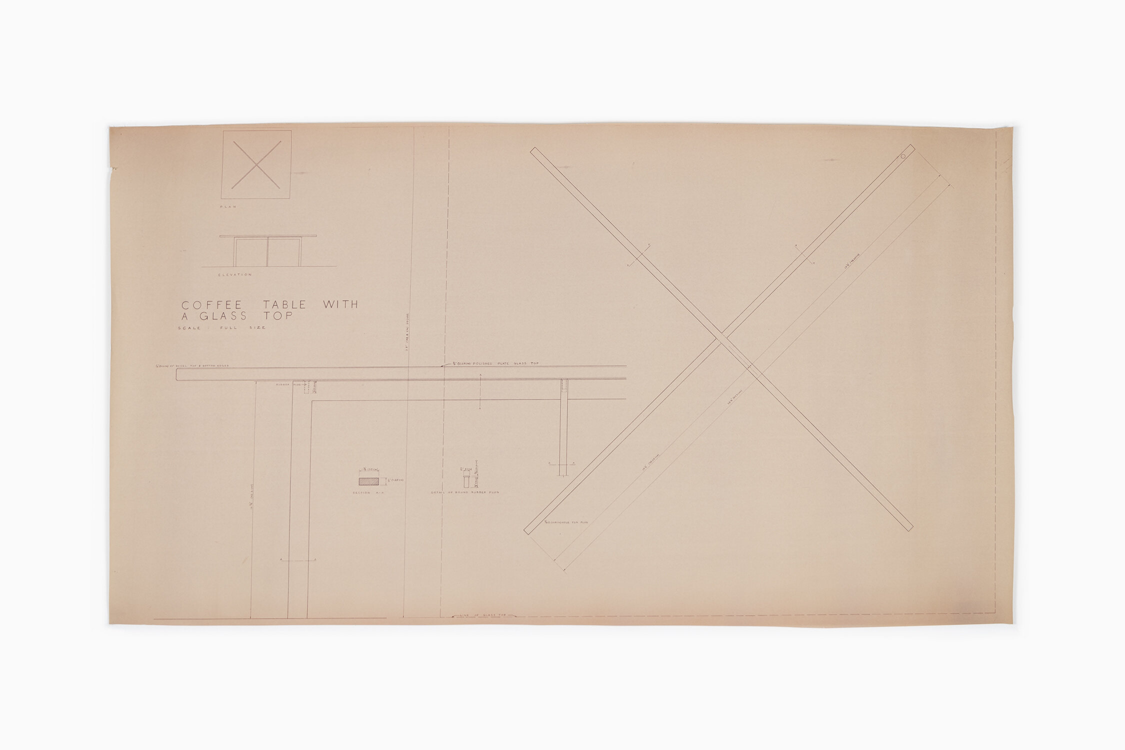 MIES VAN DER ROHE: COFFEE TABLE WITH GLASS TOP