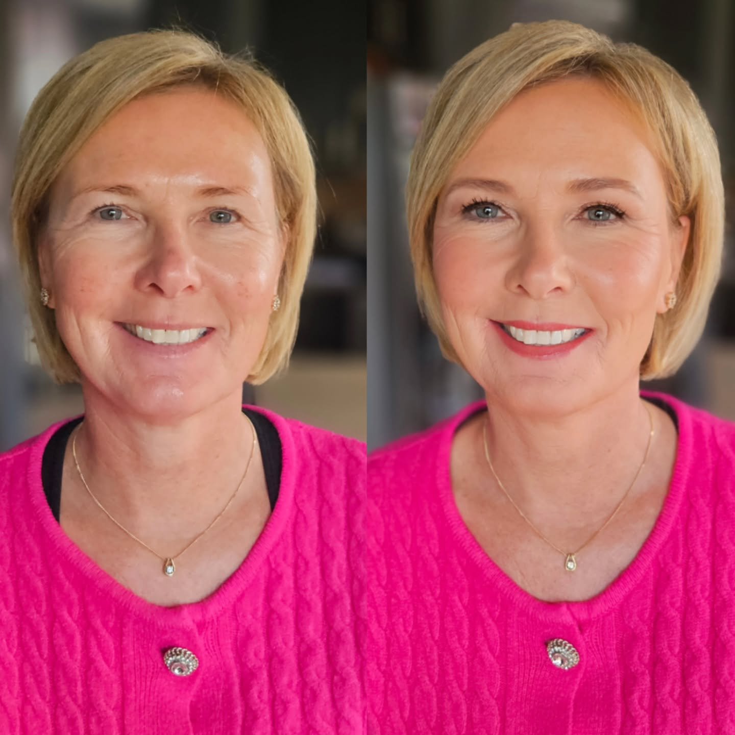 😊 The Menopause Make-over! (she told me to call it that. Lol) 
✨️ Soft &amp; pretty makeup for this beauty's headshots with @valeriamitsubataphotography 
💄 @melissamakeupartistry 
.
.
.
#melissamakeupartistry #makeup #makeover #BeforeAndAfter #meno