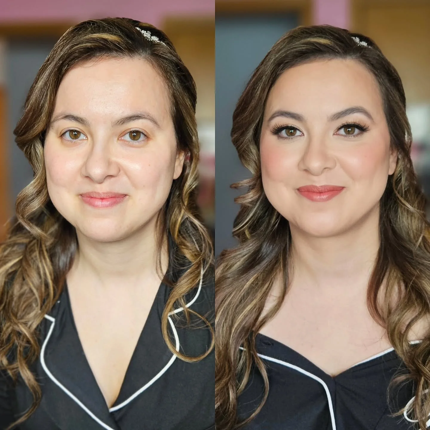 💕 Before-and-after photos tell a story. They showcase the power of professional makeup and hair, highlighting the transformation while still celebrating the beauty that was already there. 

😍 I love seeing my clients' confidence shine as they look 