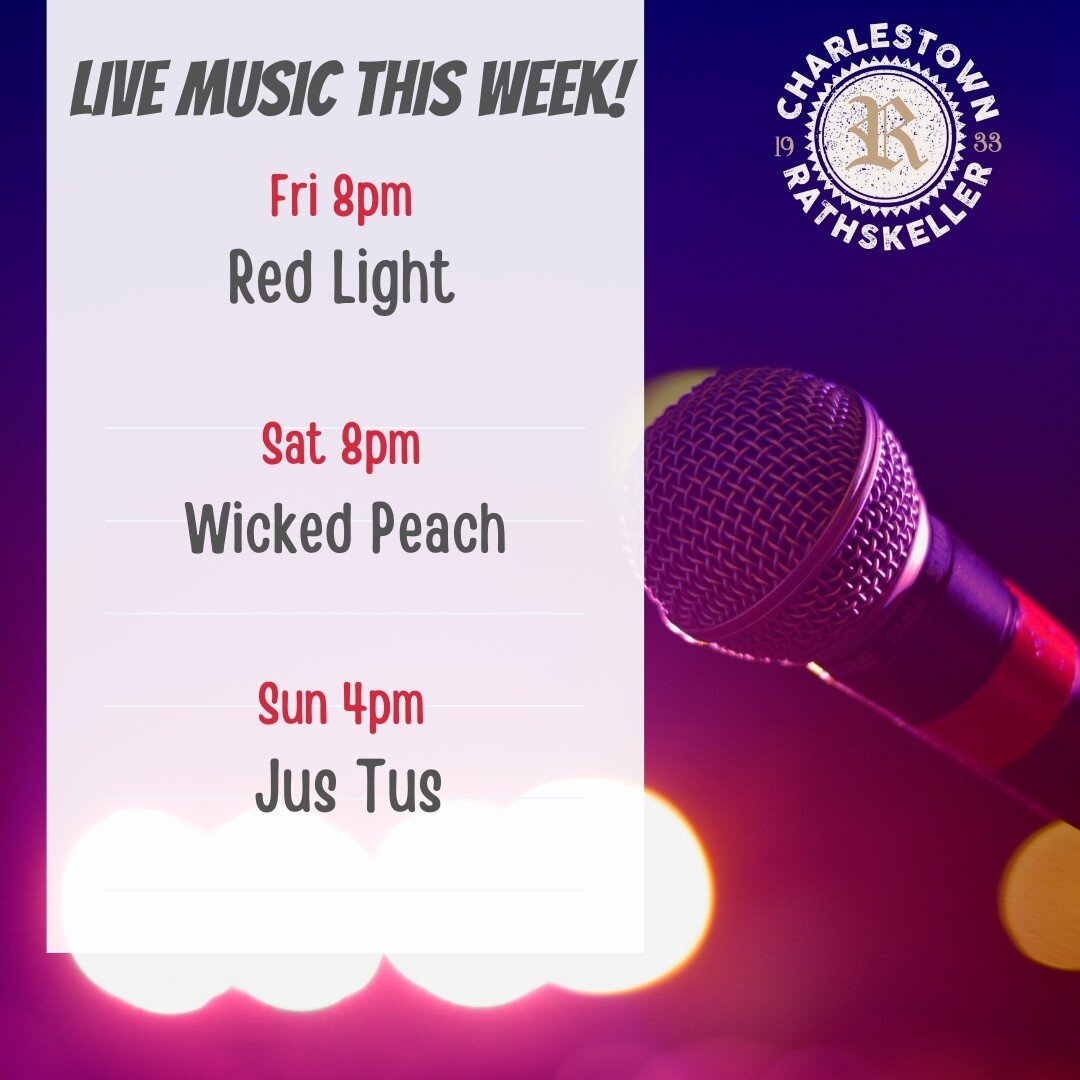 Some awesome music on tap for you this weekend!

Friday @ 8pm: Red Light
Saturday @ 8pm: @peach.wicked
Sunday @ 4pm: Jus Tus

All Tickets Available at Eventbrite.com