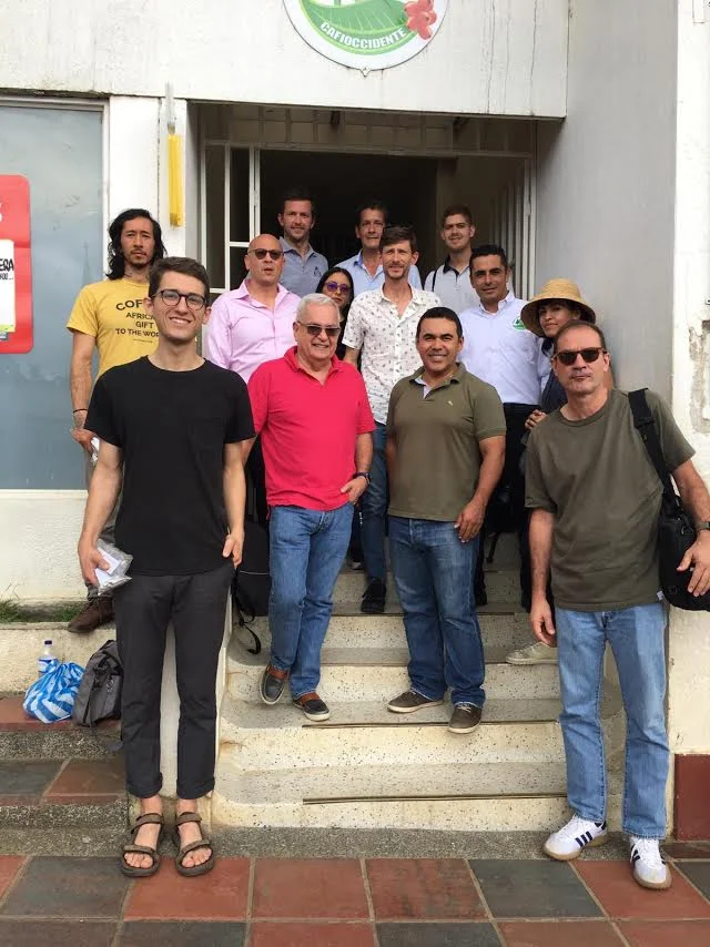 Members of CAFIOCCIDENTE, Coffee for Peace, and coffee buyers at CAFIOCCIDENTE's office and cupping lab in Ristrepo.