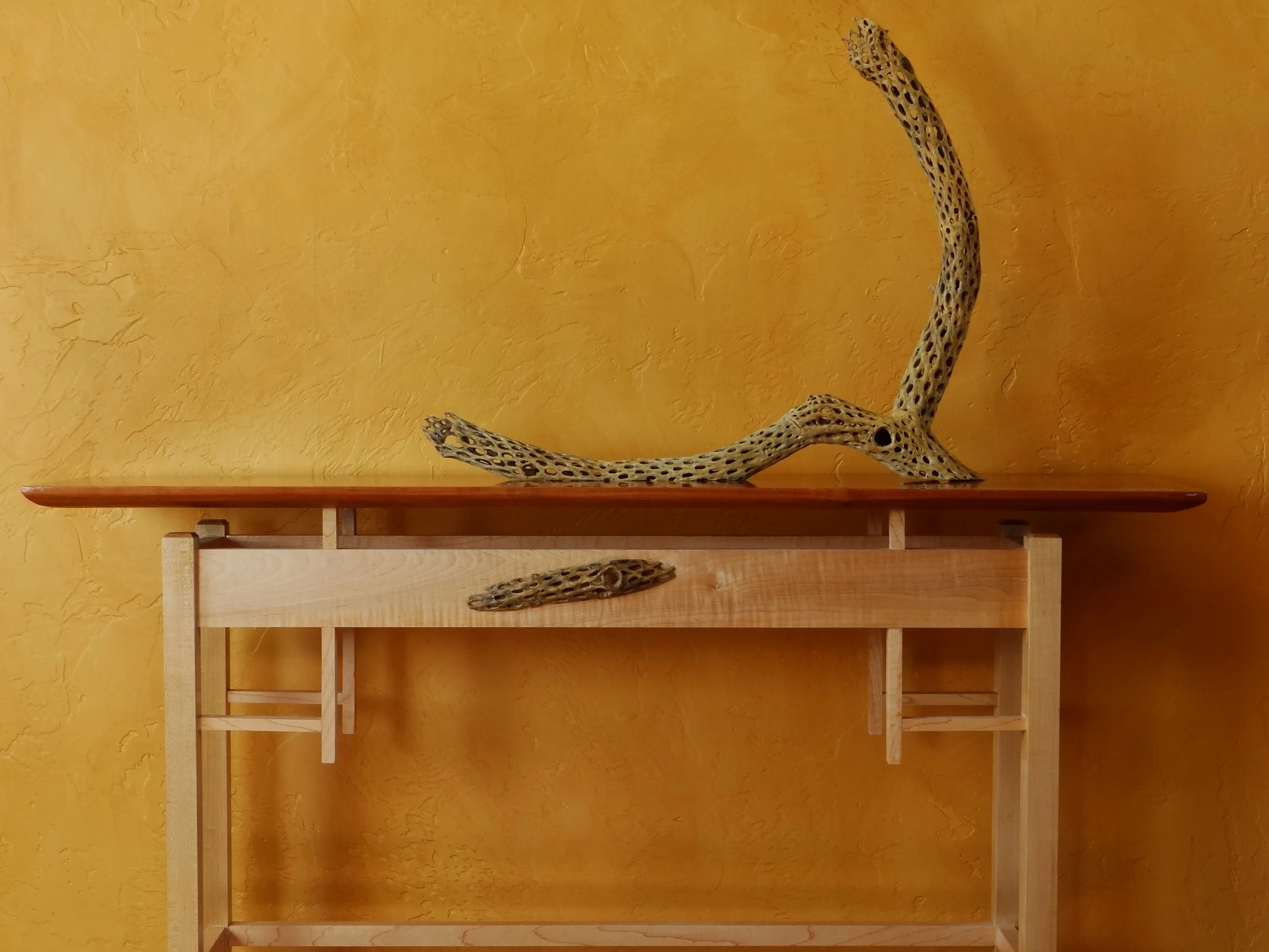 Solid Cherry and Maple Table hand crafted by Jim Hilbert.