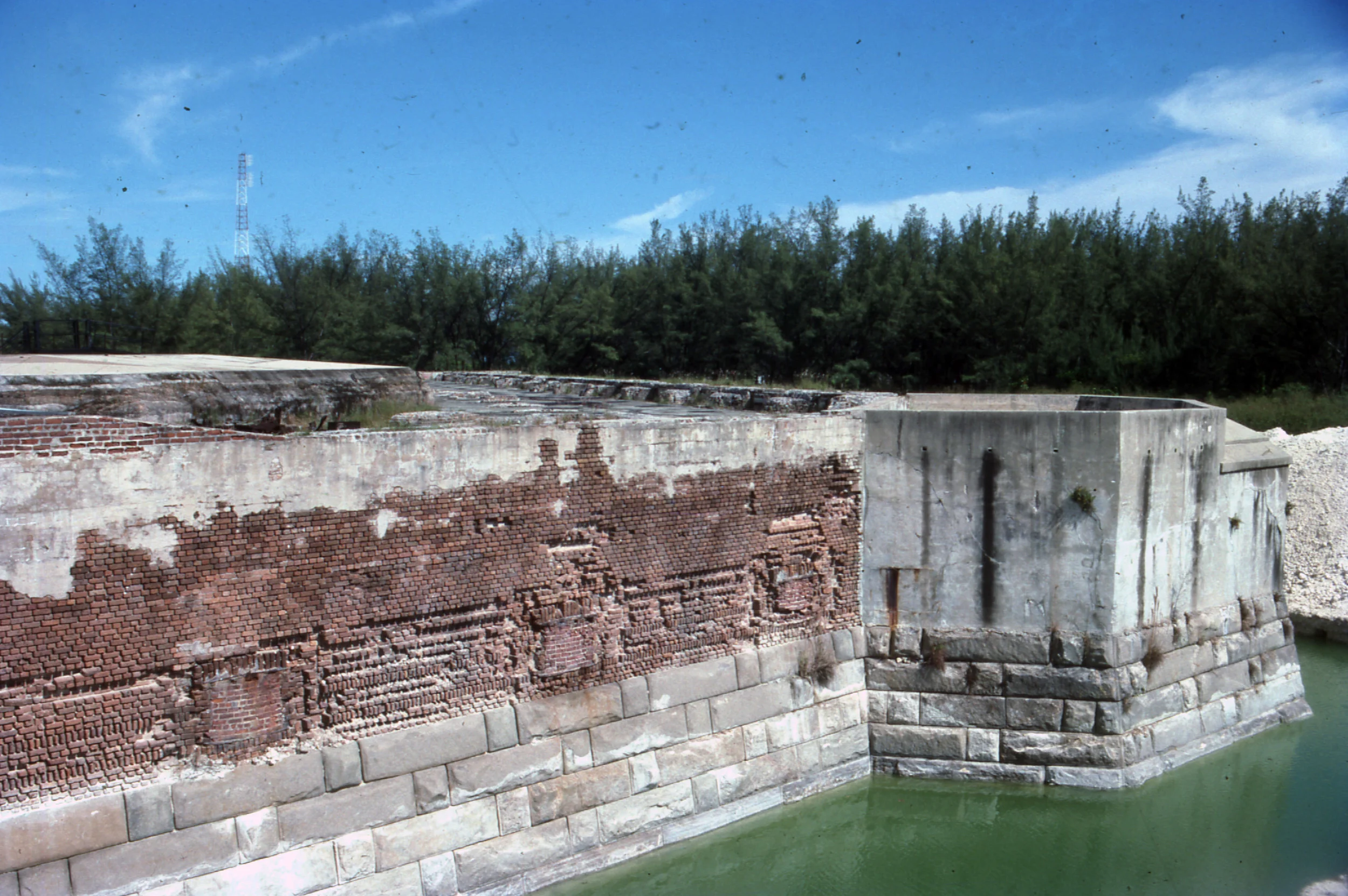 1988 - Moat placed along Fort walls, fill excavated from around the structure