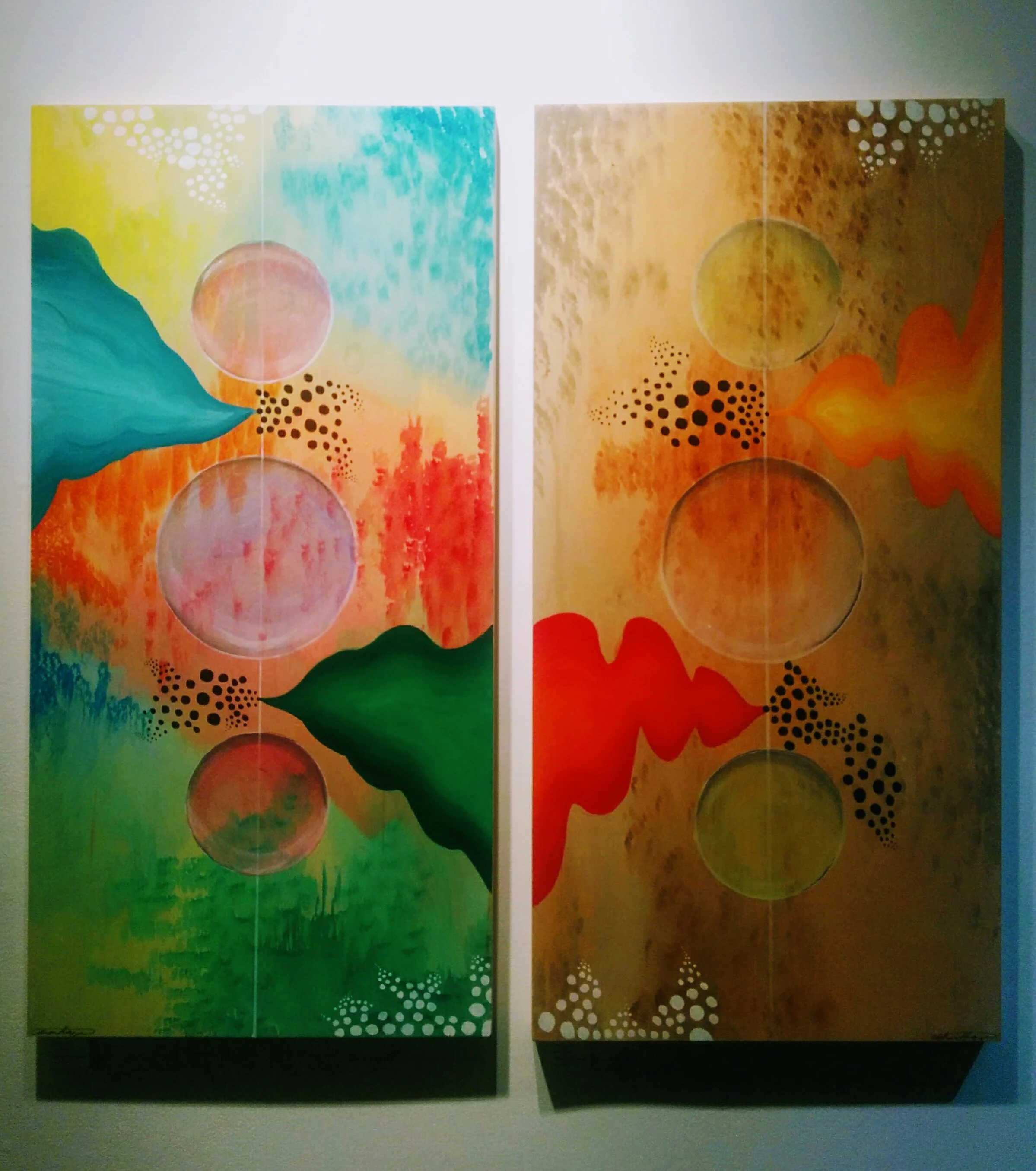 Catherine Harasymiw, Cosmos A; Cosmos B (on exhibit at Twist Gallery until Jan 27)