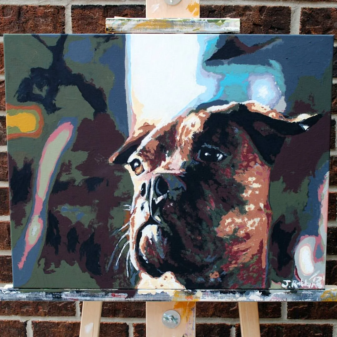 “Jaxx” acrylic on canvas, courtesy off Jessica Robbins.