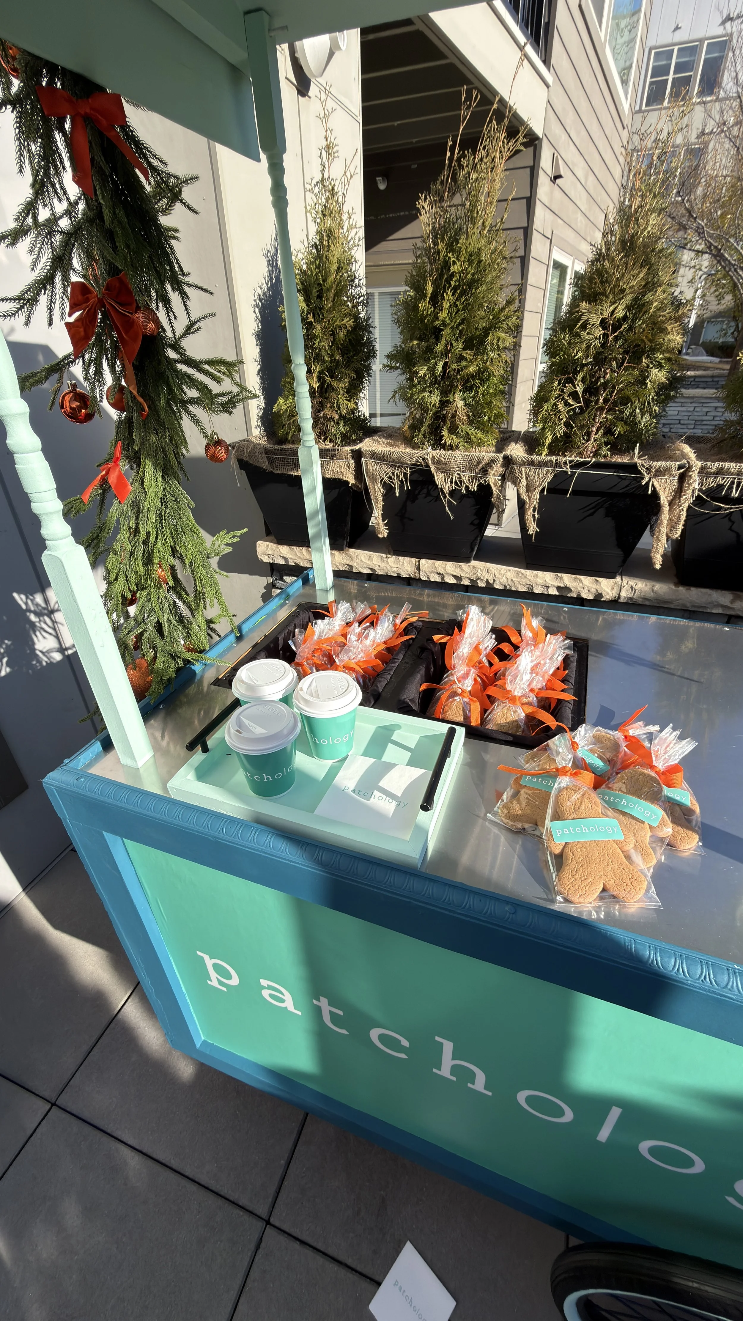 Patchology Branded Cart with Holiday Treat Display