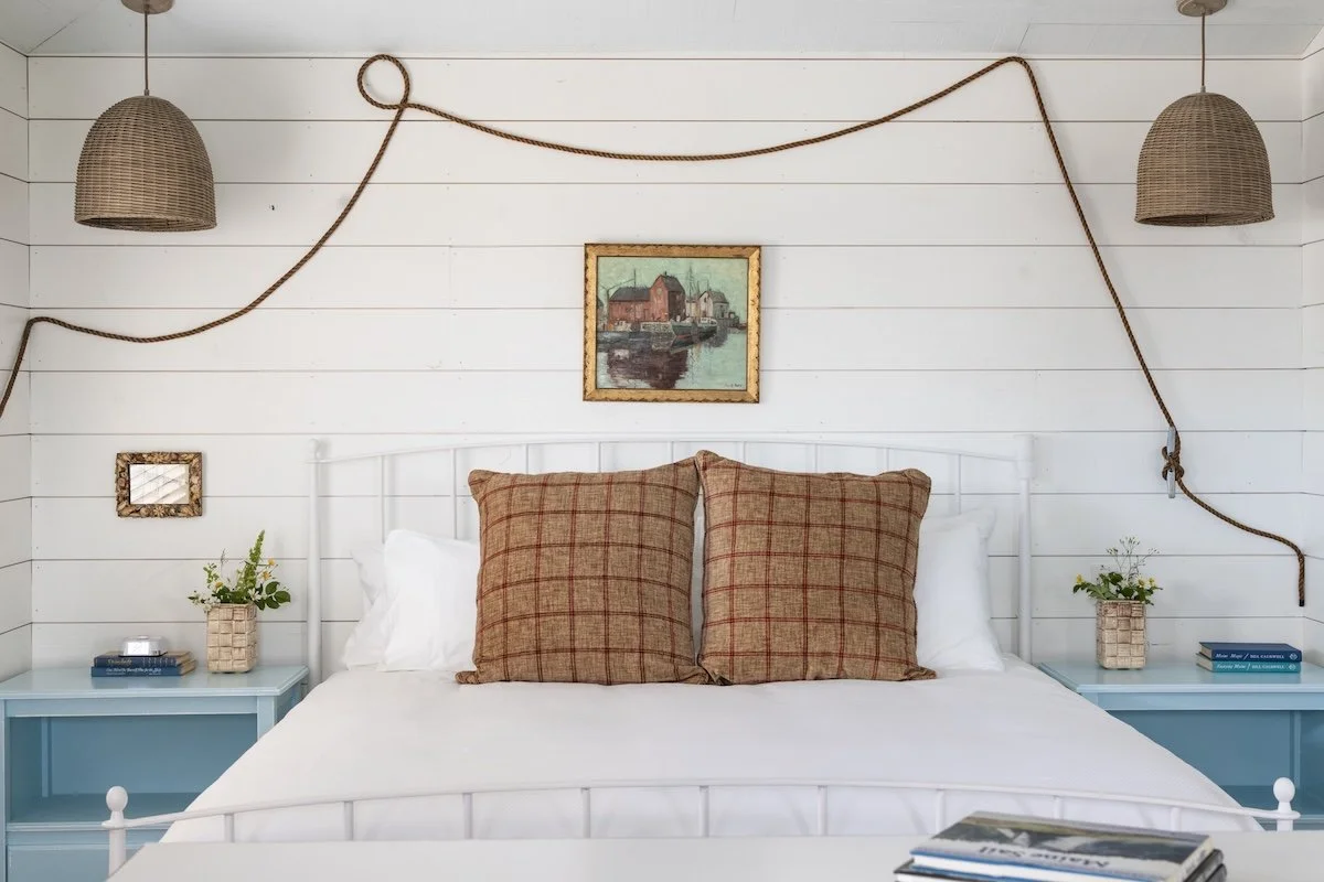 Salt Cottages hotel bedroom interior photography Bar Harbor Maine by Heidi Kirn