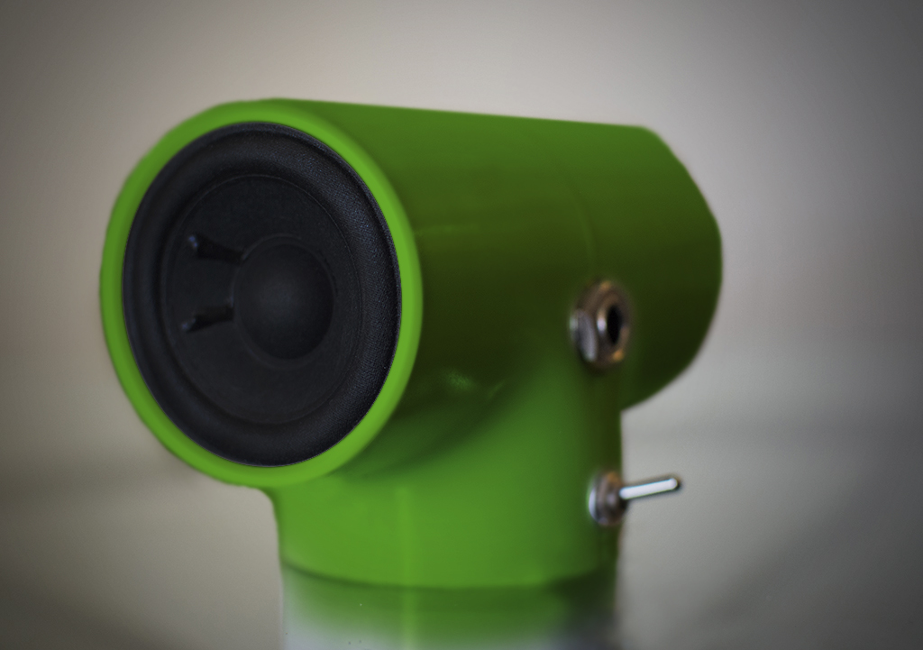 Sonic Pipe Desktop Amplifier in Electric Green.