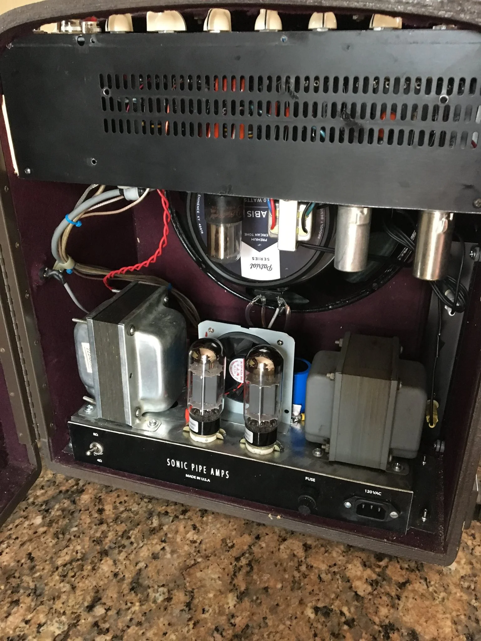 Two chassis design with power on the bottom and preamp reverb on the top