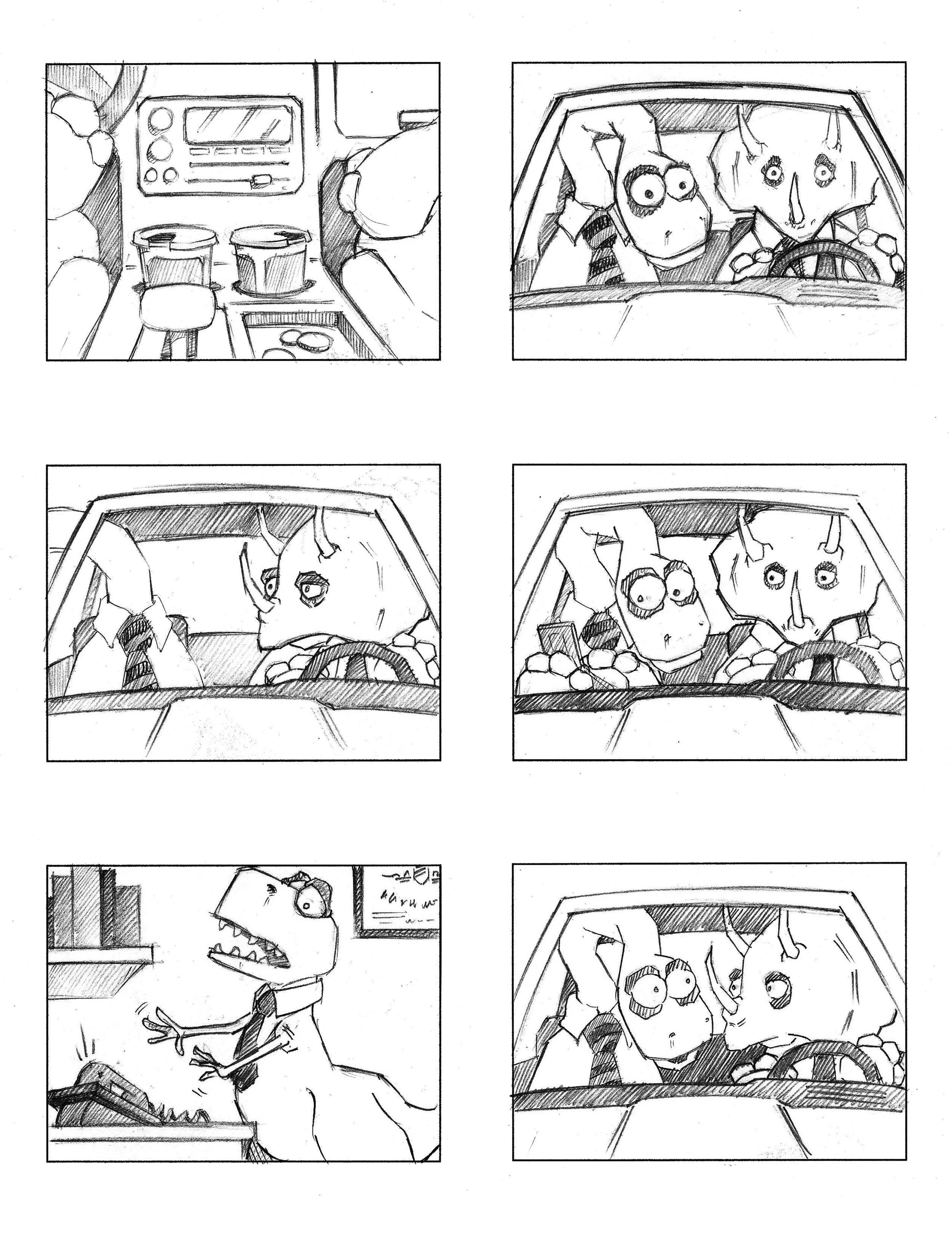  Sample page from  Dinosaur Office: Traffic  (2011) for College Humor.  See the finished film  here . 