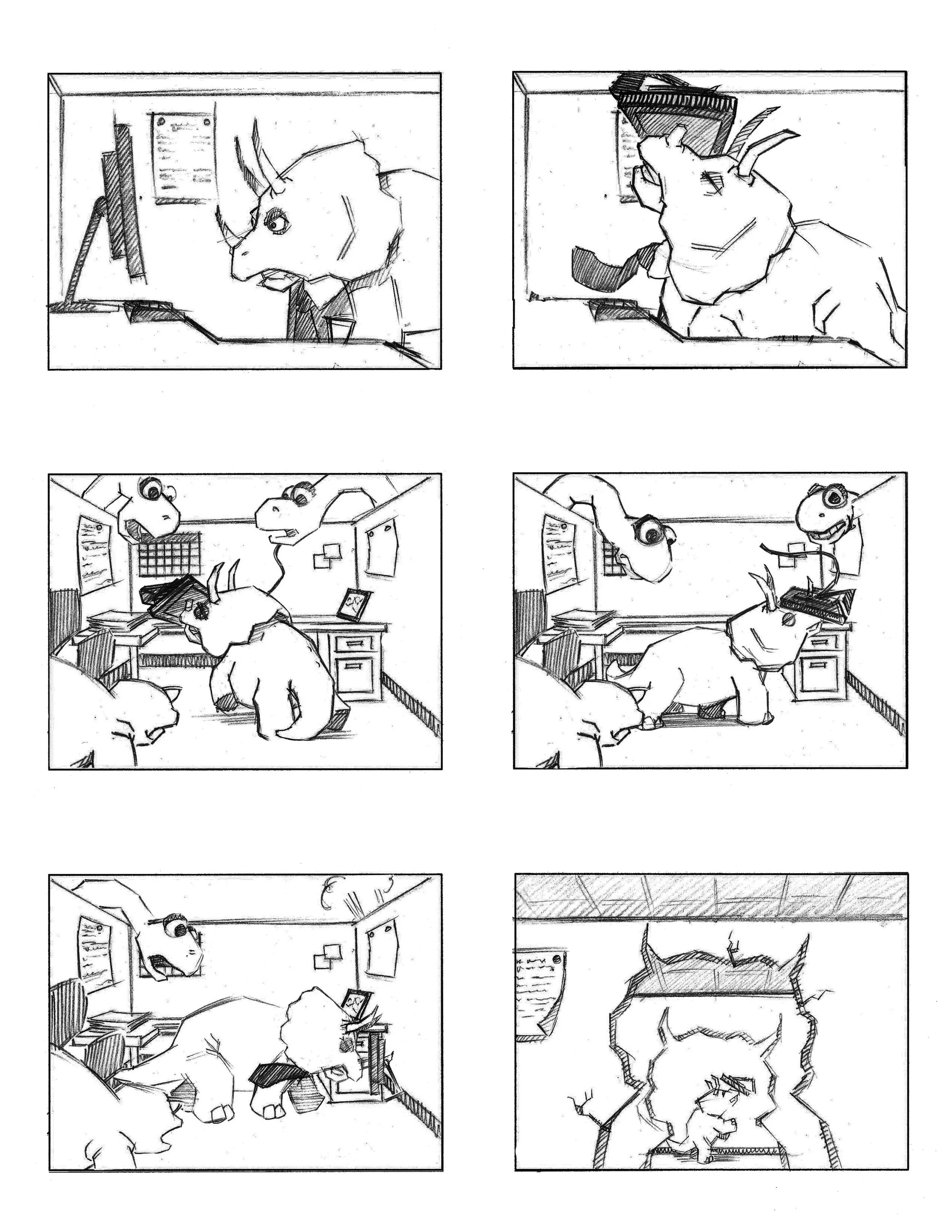  Sample page from  Dinosaur Office: Computer Problems  (2011) for College Humor.  See the finished film  here . 