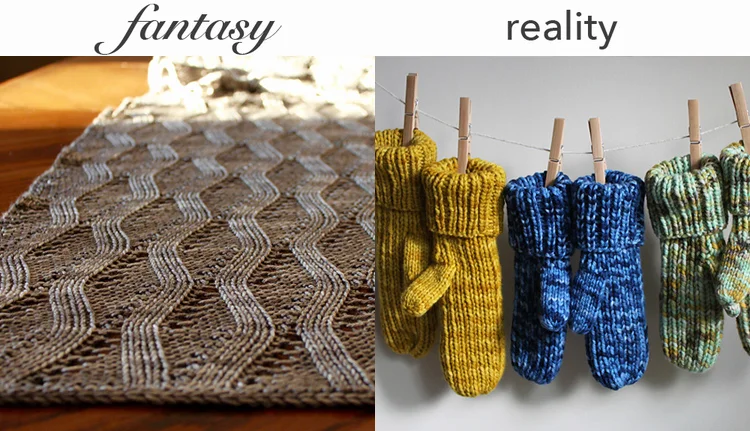 Left: Indulgence Wrap by Michelle Krause, Right: Drawstring Mittens by Michelle Krause, photos copyright Leah Michelle Designs, used with permission.