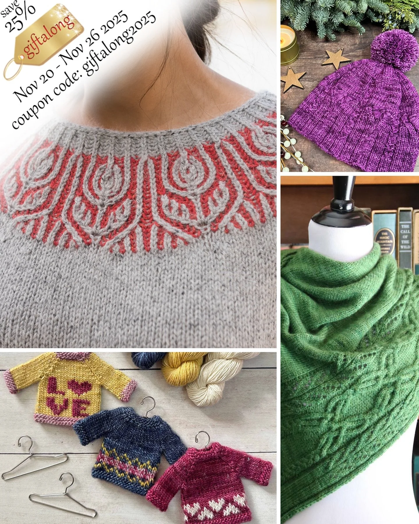 The Indie Designer Gift-A-Long is OFFICIALLY LIVE! 🎉
I have put together a mix of new releases, old favorites, quick and easy knits, and sweaters and shawls for your post holiday &lsquo;me-time&rsquo; knitting. Swipe to see some of the included patt