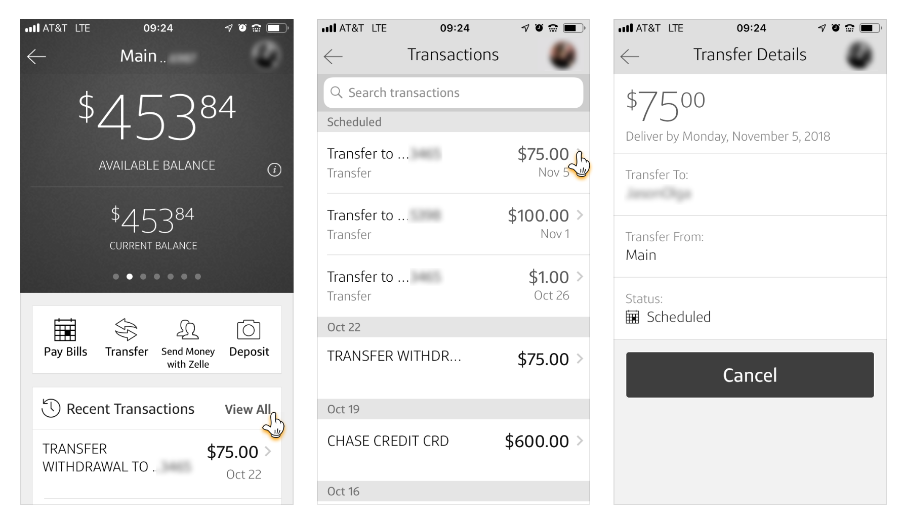 BEFORE: Scheduled (Upcoming) Transactions were incorrectly grouped &amp; only accessible via Recent Transactions.