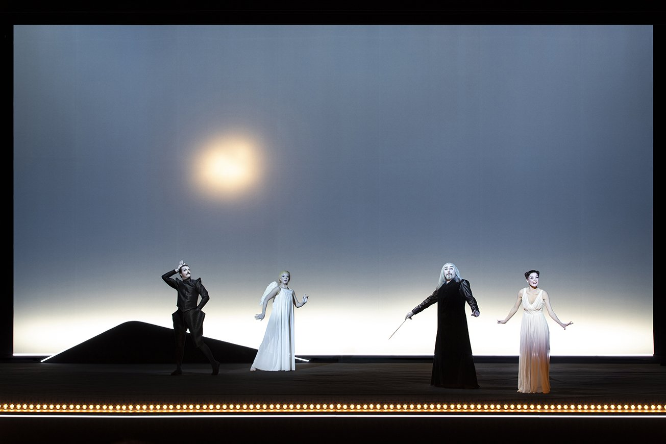 Act I, Scene 2 - Plamen Dimov (Ferdinand), Vasilena Vincenzo (Ariel), Veselin Mezekliev (Prospero), Zhaklin Daskalova (Miranda)