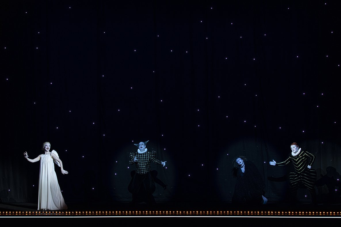 Act III, Scene 2 - Vasilena Vincenzo (Ariel), Stefan Kushev (Trinculo), Yvor Vulkanov (Caliban), Vasil Draganov (Stefano)