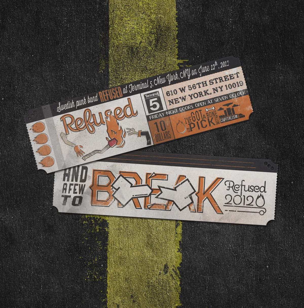 Refused music ticket stubs design