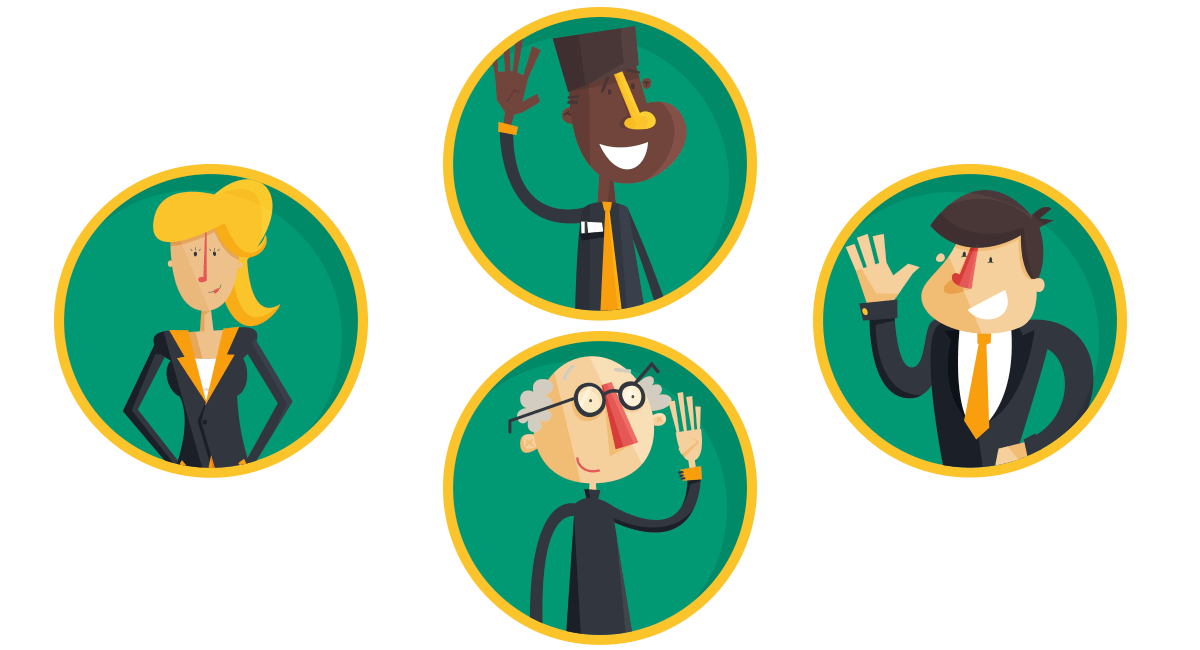 Financial advisor scientists character illustrations