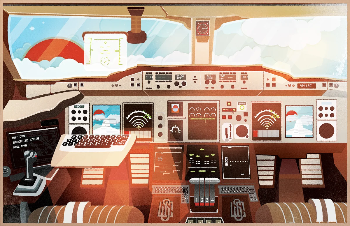 Liquid Shot Co A380 Cockpit Illustration