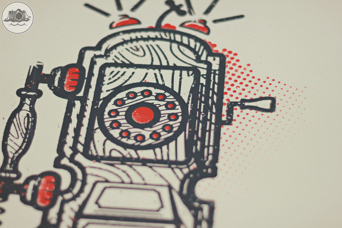 retro telephone screen print illustration