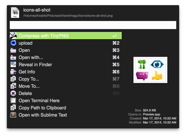 This will upload the image to tinypng, and then download it back to your folder of your choice 60% small in filesize