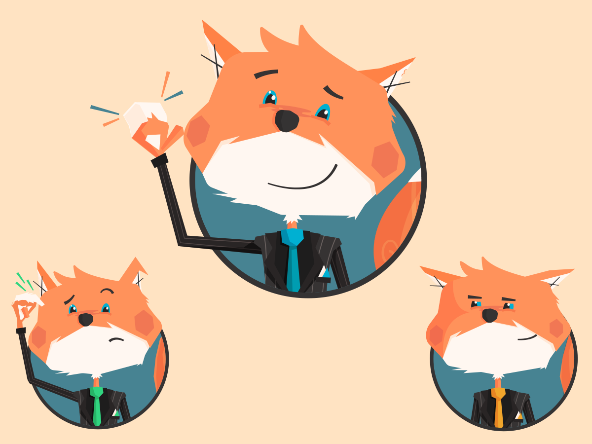 Using his tie colors and very basic changes in his features I'm able to bring out certain emotion easily. This is great for perhaps help messages in the app. If a form is invalid when submitted, he can be worried, if successful, yay!