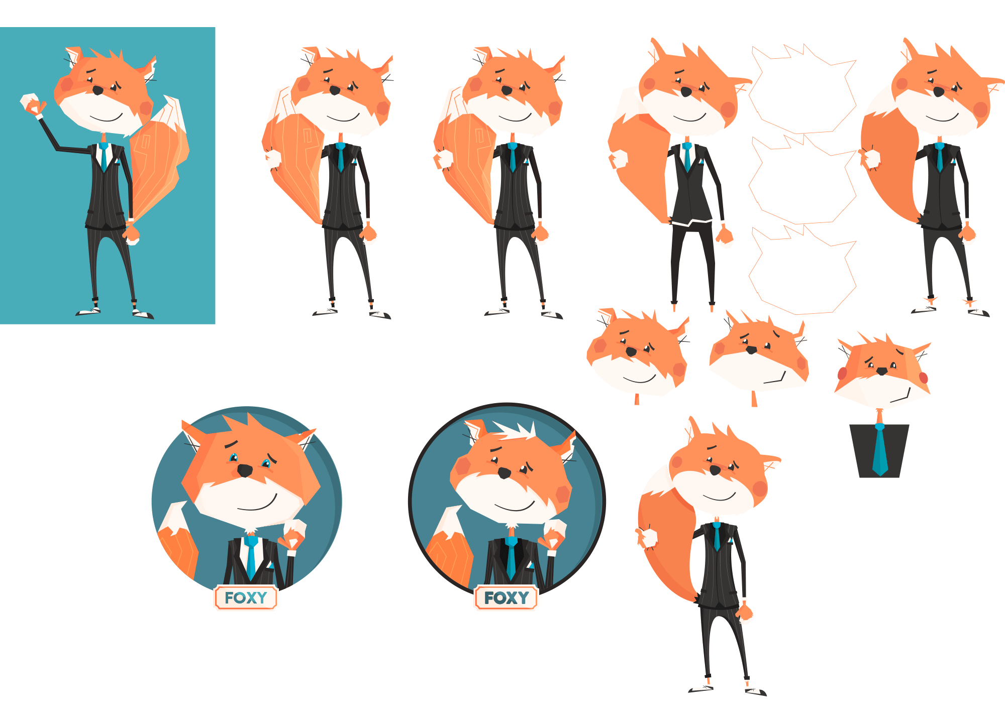 Various versions of Foxy. Notice the different styles. With/out rosey cheeks, scrappy/groomed fur. 