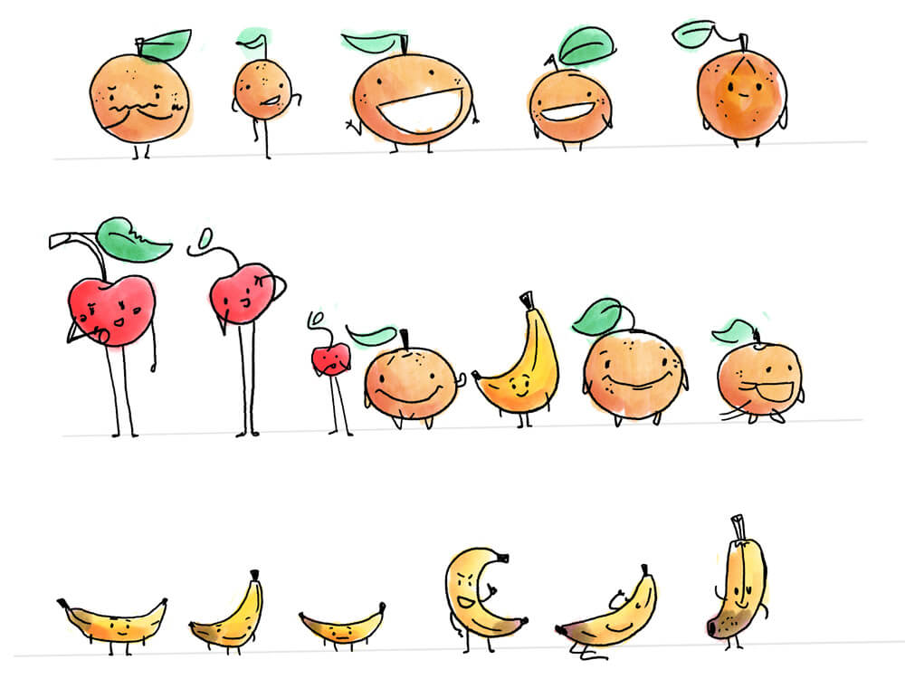 Early character sketches getting shape ideas worked out