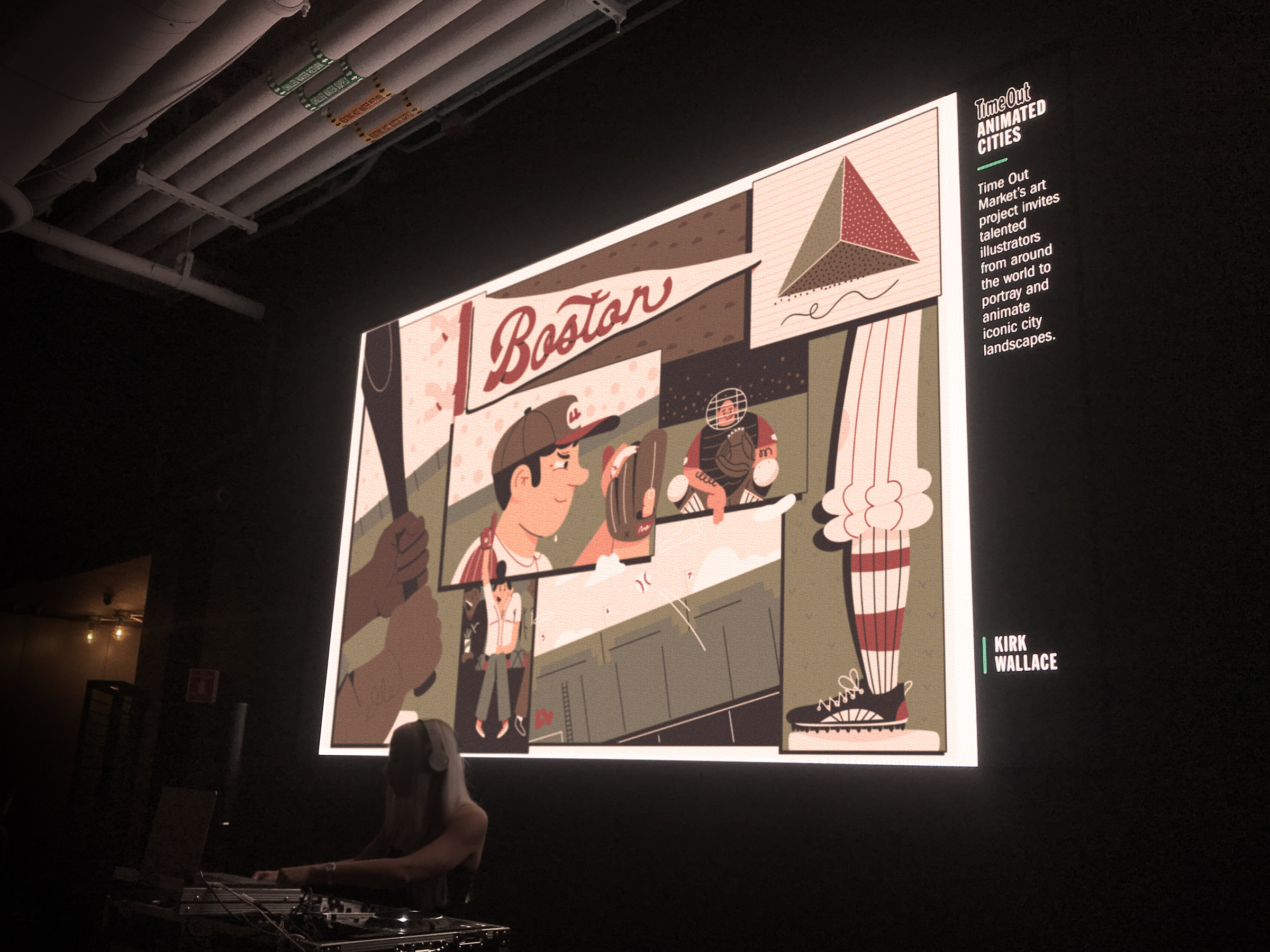 Boston Time Out Mural - Illustration Kirk Wallace Baseball Pitcher