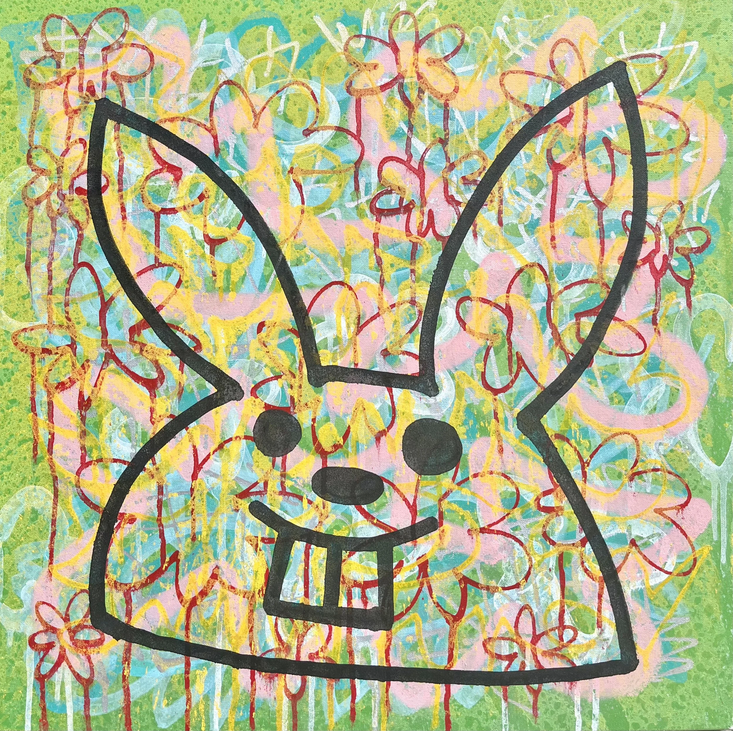 24 x 24 inches, Acrylic and spray paint on Canvas