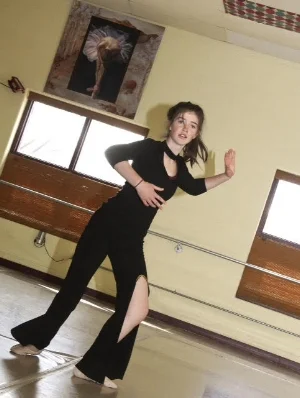 Bonedale ballet dancer, Riven Sky rehearsing her very own choreographed solo, "Fallen." Featured in our 4 Seasons Variations & Mixed Rep. dance show this weekend, April 8 & 9th at Coredination. Photo by Jane Bachrach. 